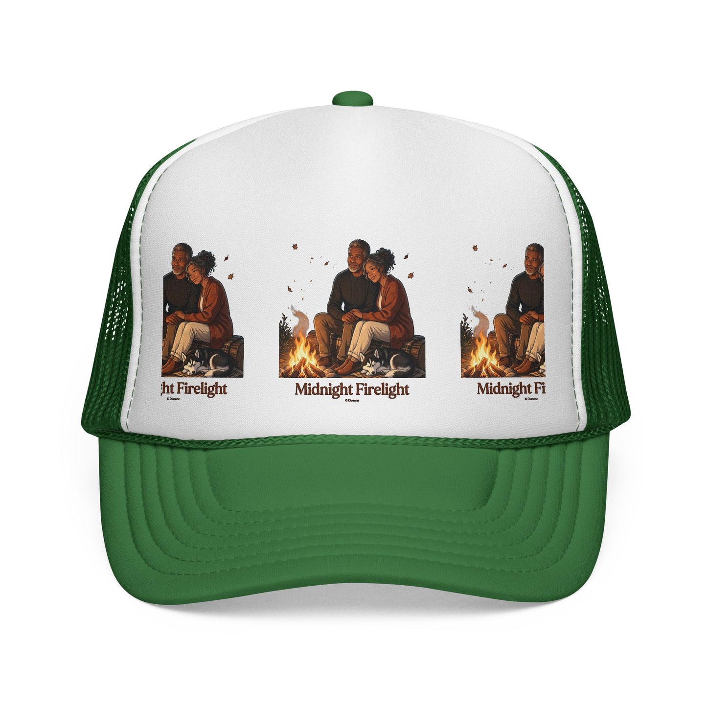 Trucker Cap — 'Midnight Firelight' Campfire Graphic Hat