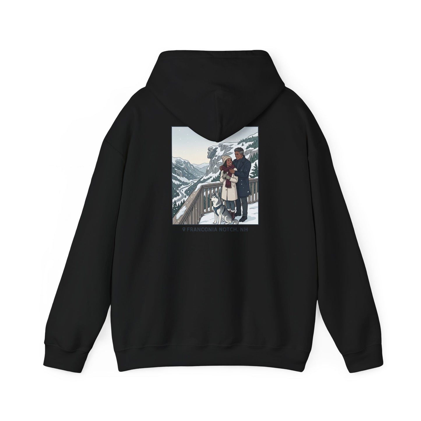 Winter Couple Photo Hoodie — Vintage Alps Travel Graphic Sweatshirt