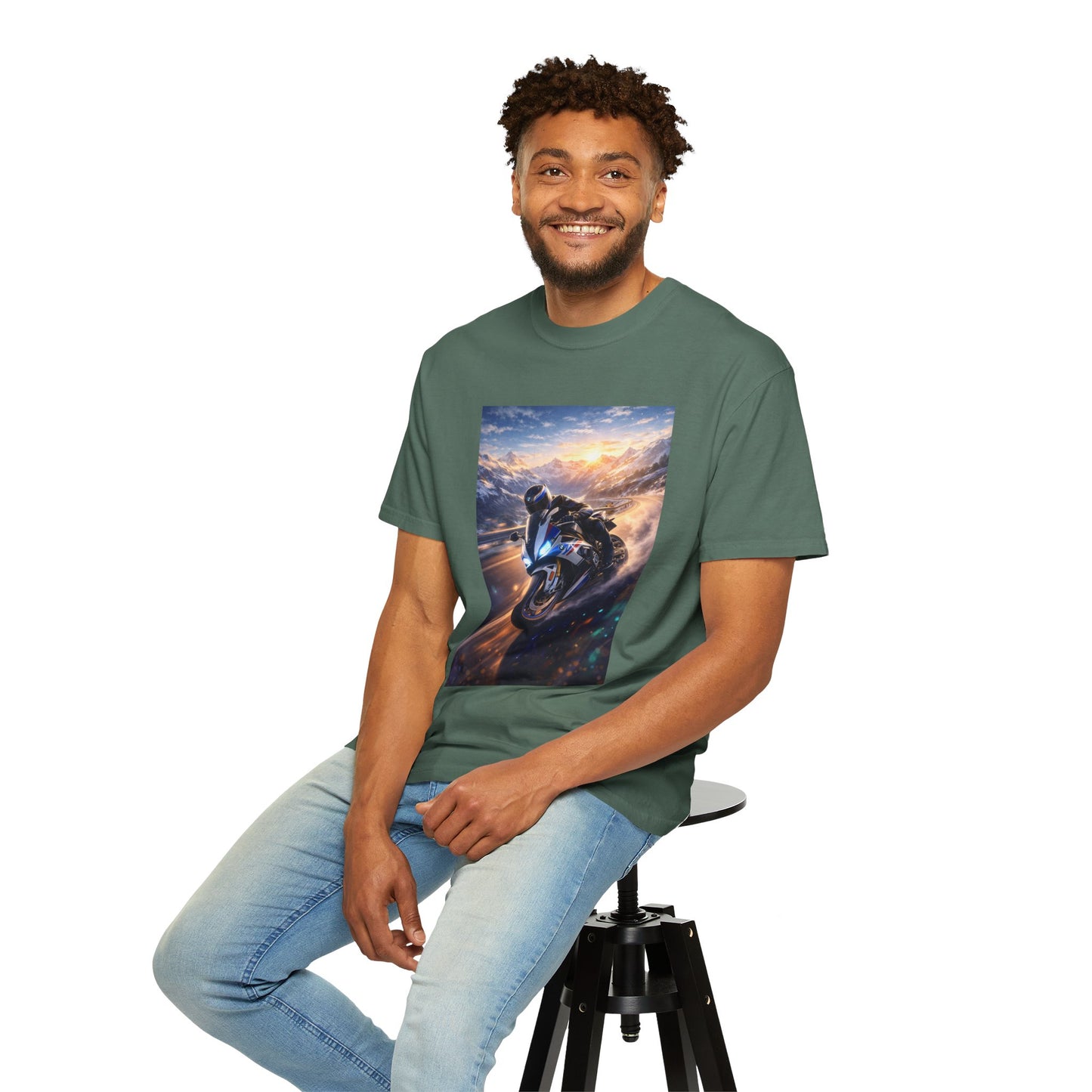 BMW S1000RR ALPINE GHOST RIDE - T‑Shirt — Sportbike Skyline Graphic Tee