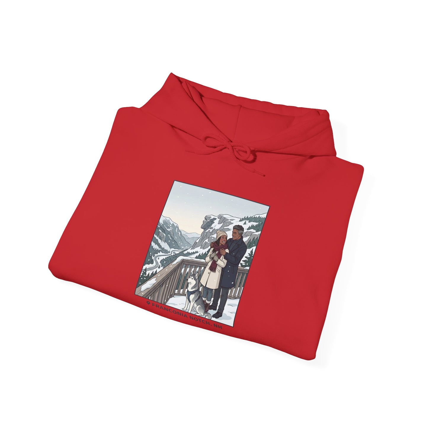Winter Couple Photo Hoodie — Vintage Alps Travel Graphic Sweatshirt