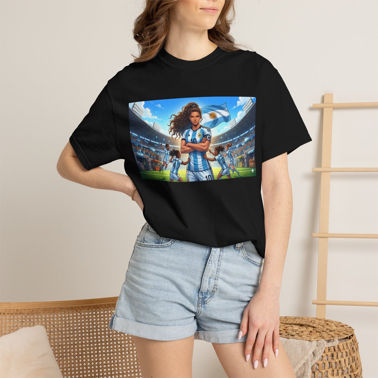 Argentina Soccer Heroine Stadium T-Shirt – Female Soccer Player Graphic Tee