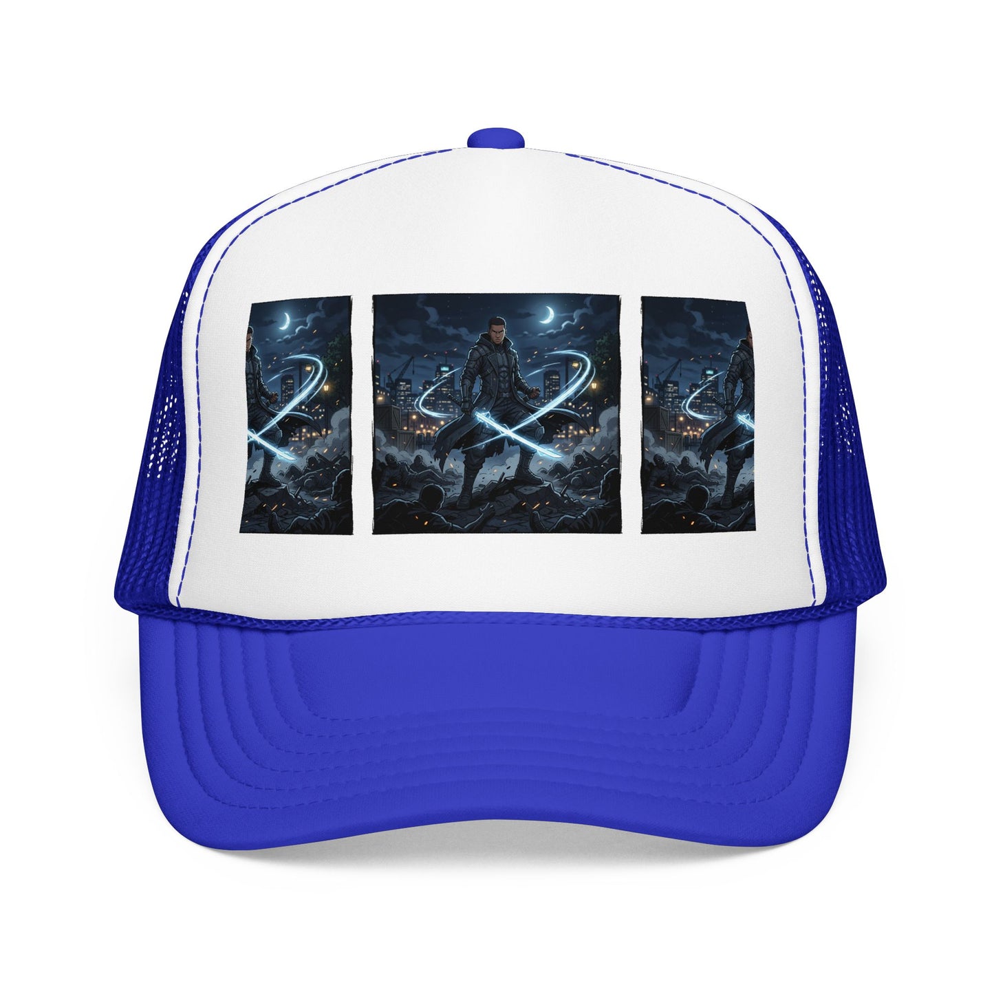 Trucker Hat — Neon Samurai Triptych Foam Trucker Cap