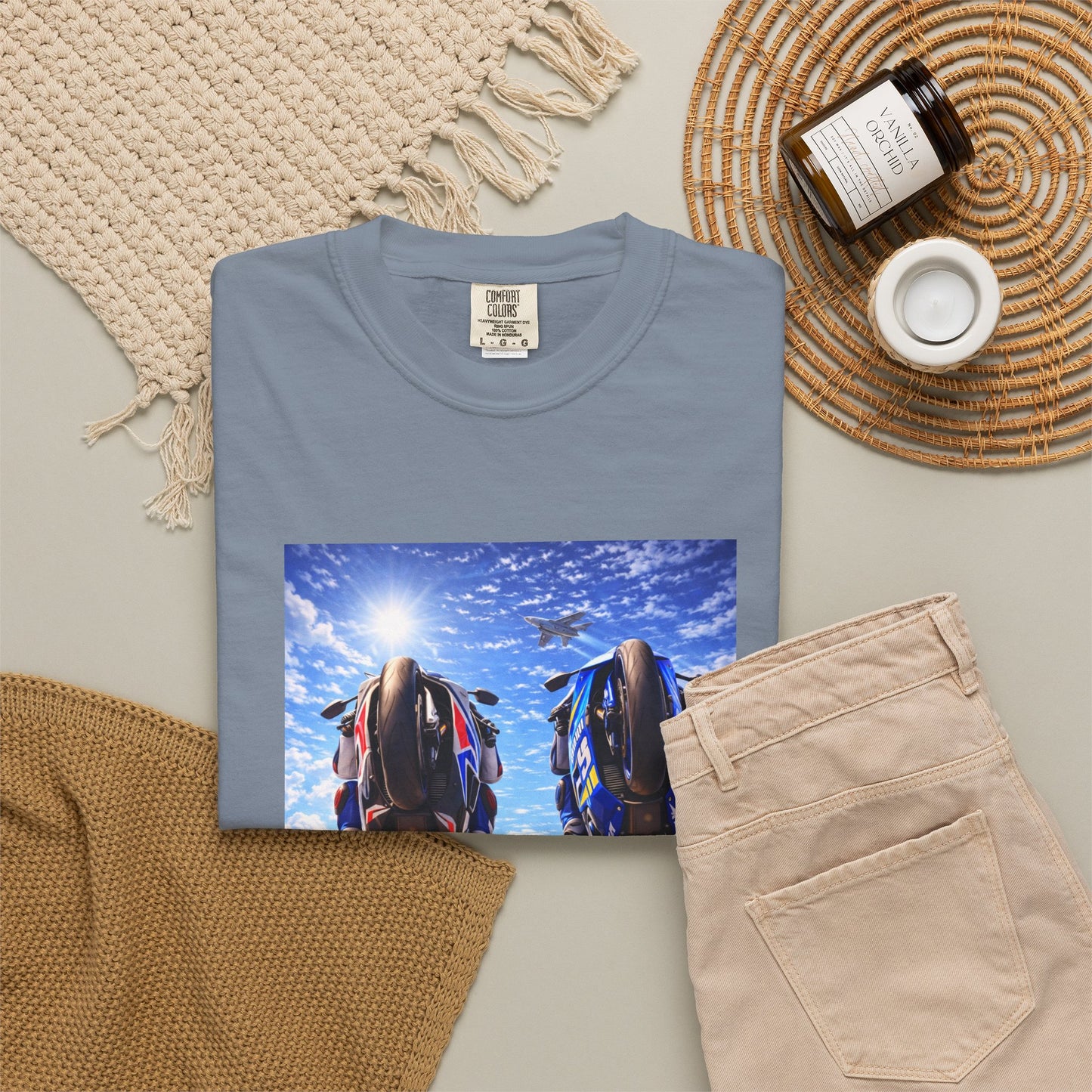 Motorcycle Sunset T-Shirt — Two Bikes Riding Into the Horizon