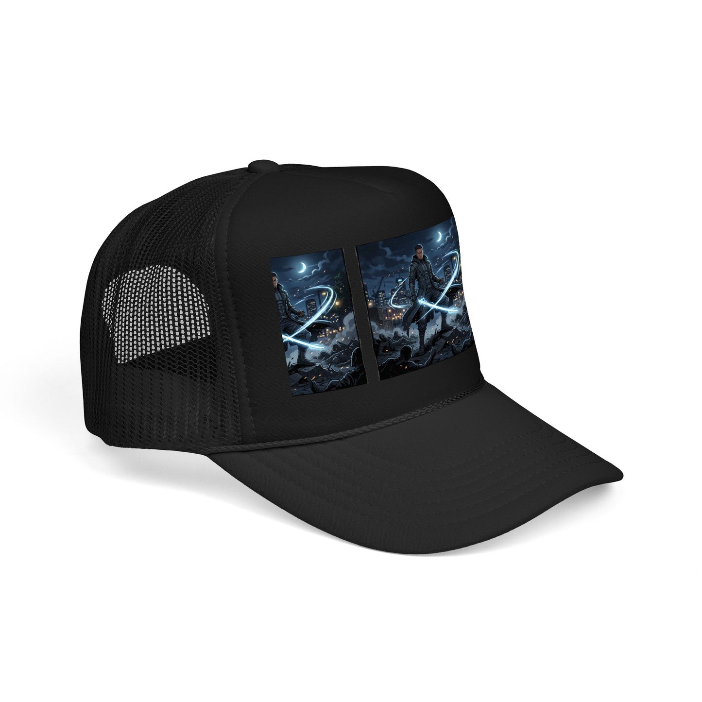 Trucker Hat — Neon Samurai Triptych Foam Trucker Cap