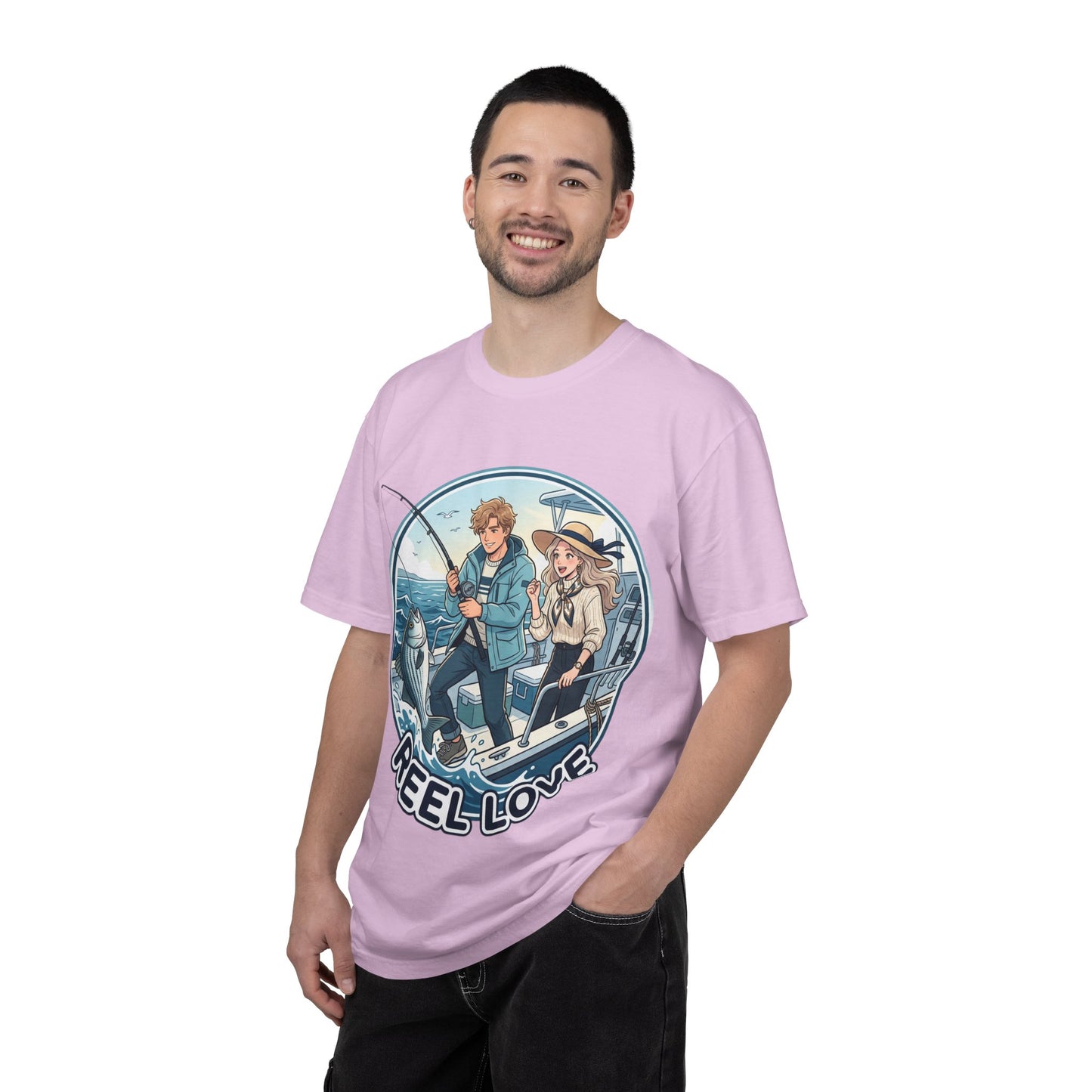 Reel Love Fishing T-Shirt — Cute Couple Anglers Graphic Tee