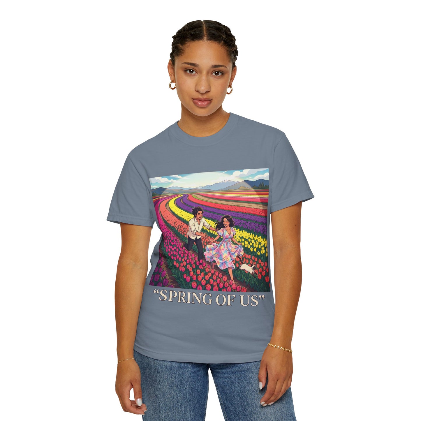 Spring of Us T-Shirt — Floral Field Vintage Couple Graphic Tee