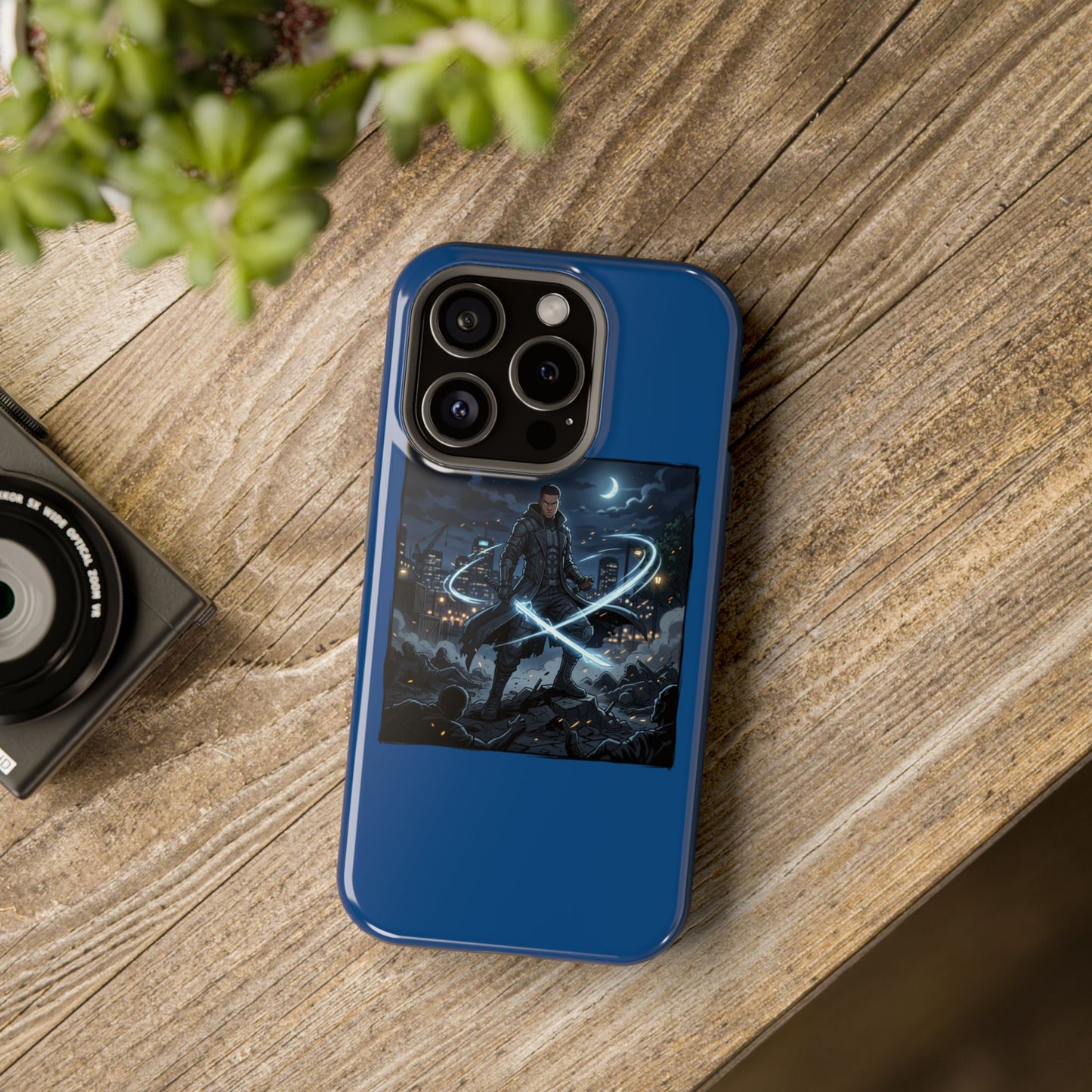 Magnetic Impact-Resistant Phone Case — Night Warrior Sci‑Fi Design