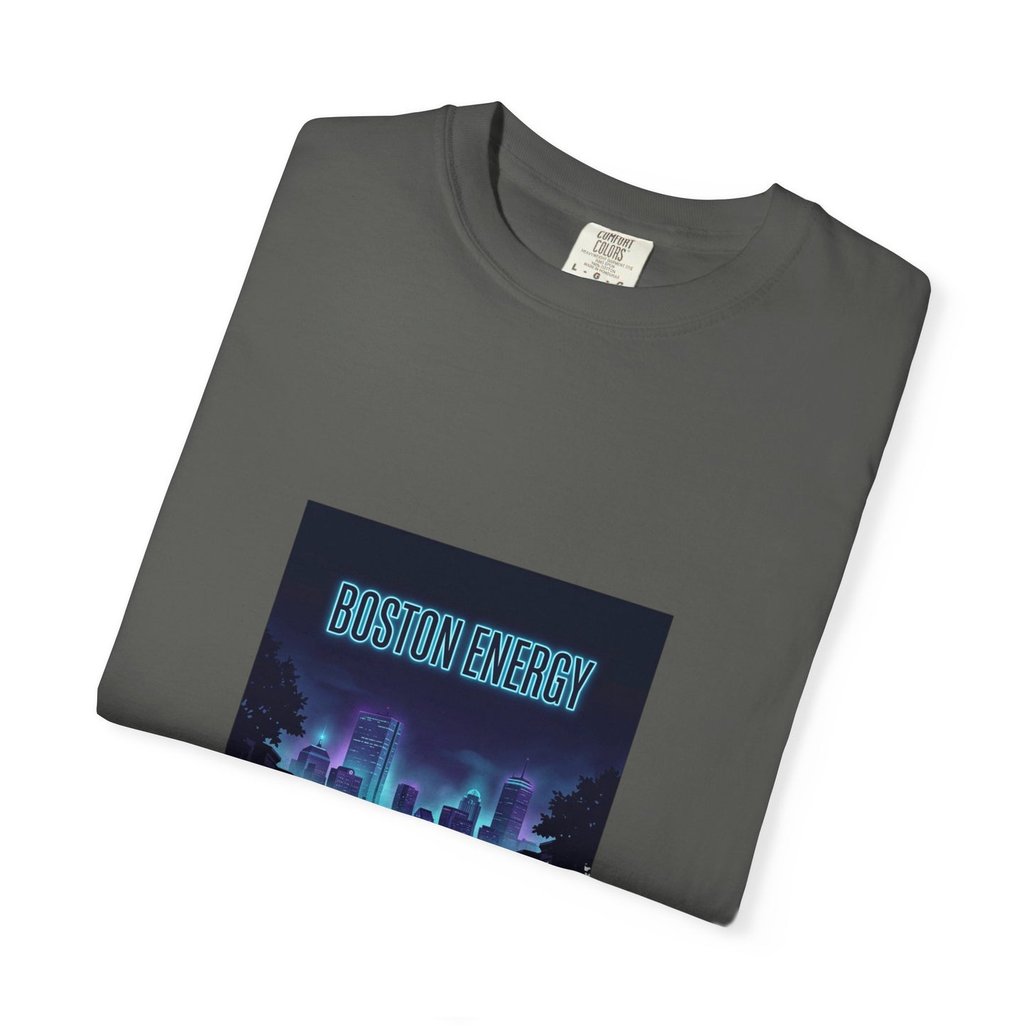 T-Shirt — "Boston Energy" Neon Cityscape Graphic Tee