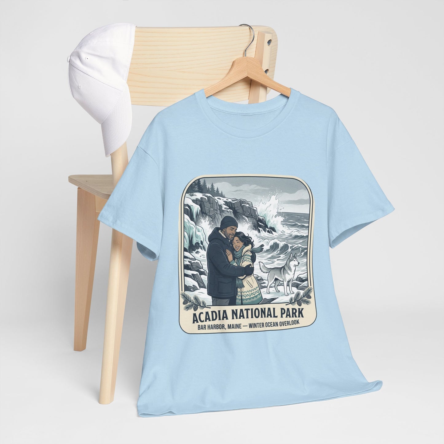 Acadia National Park Tee — Coastal Winter Couple Graphic