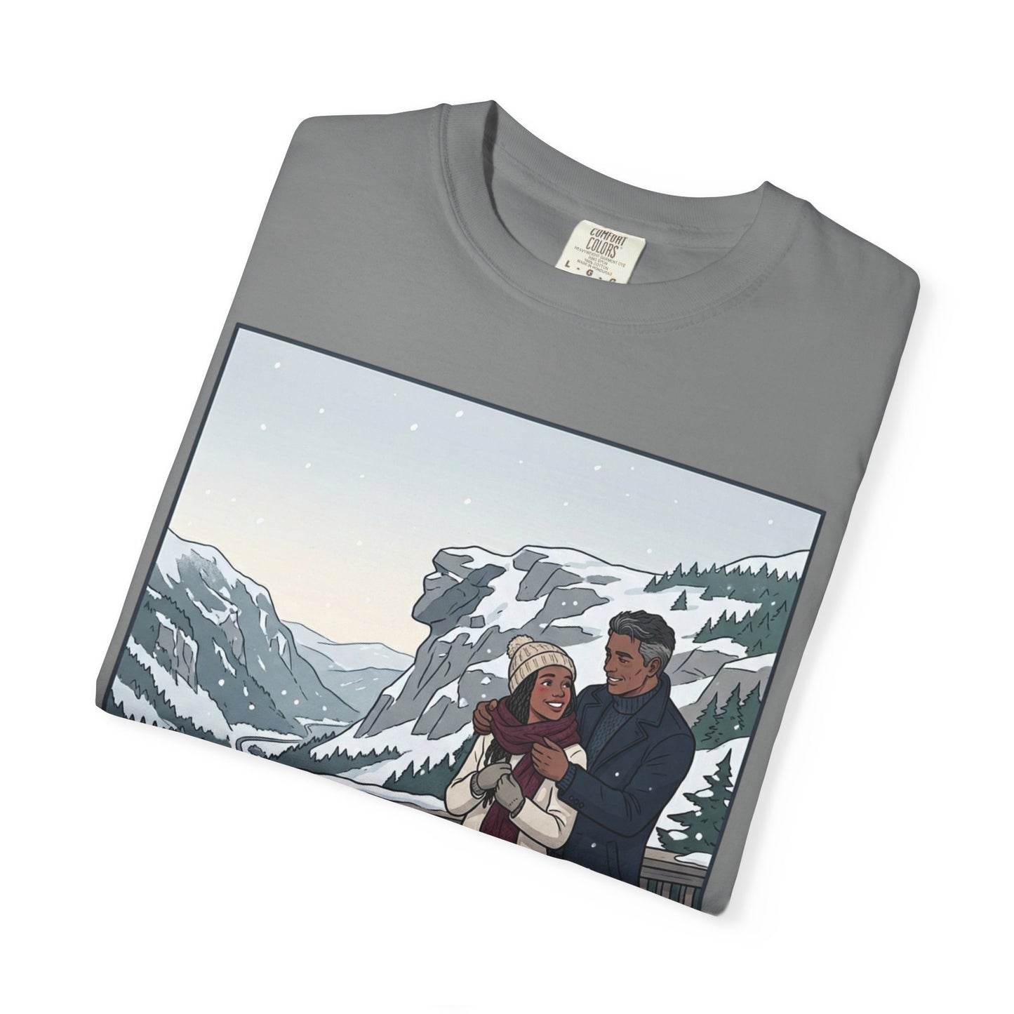 Franconia Notch NH Winter View T-Shirt — Scenic Couple & Husky Travel Tee
