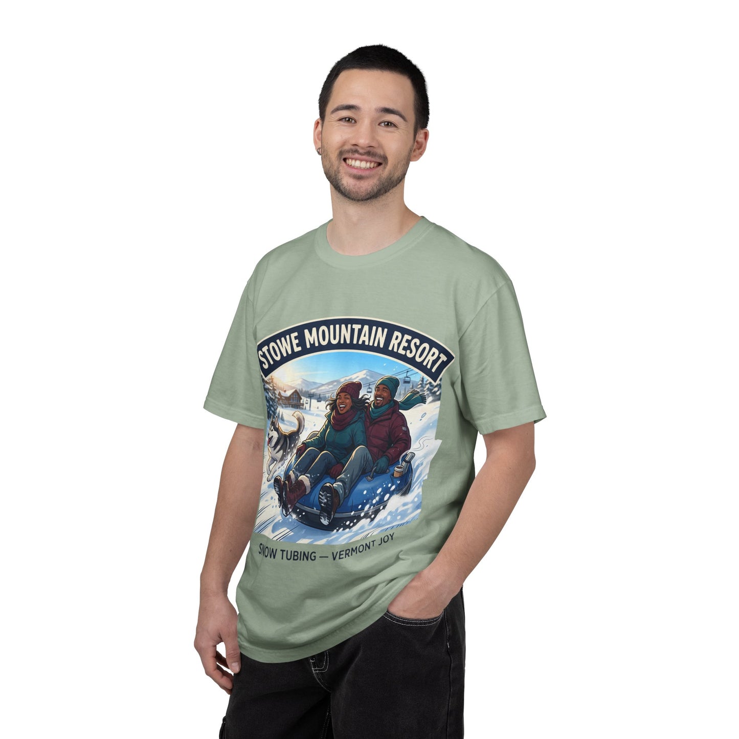 Stowe Mountain Resort Snow Tubing T-Shirt — "Vermont Joy" Winter Apparel
