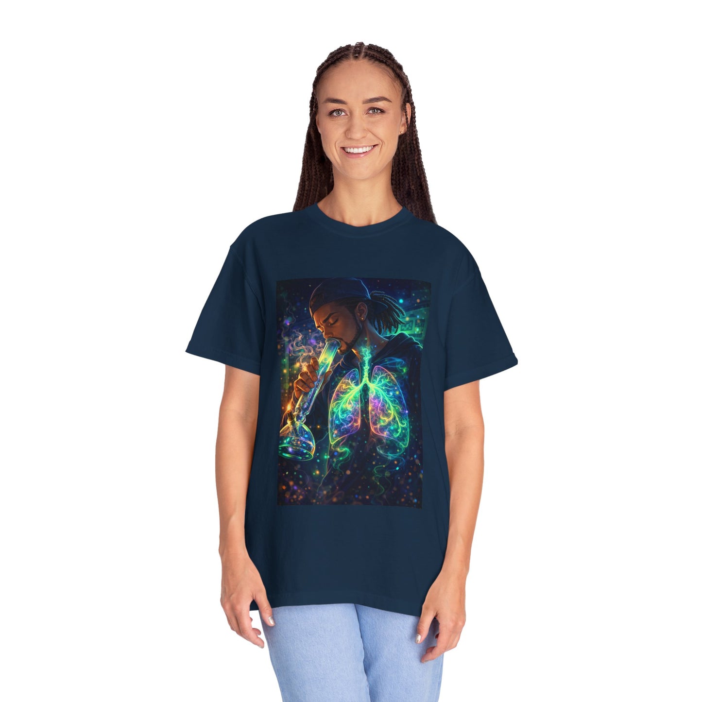 Cosmic Lungs T-Shirt — Neon Anatomical Art Tee