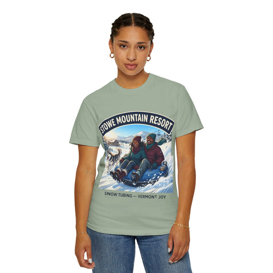 Stowe Mountain Resort Snow Tubing T-Shirt — "Vermont Joy" Winter Apparel