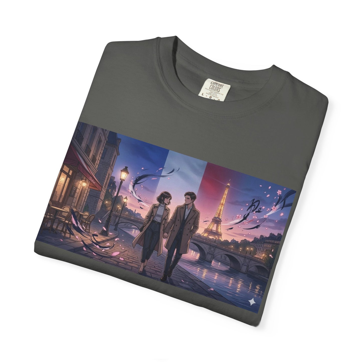 T-Shirt — Romantic City Night Stroll Illustration
