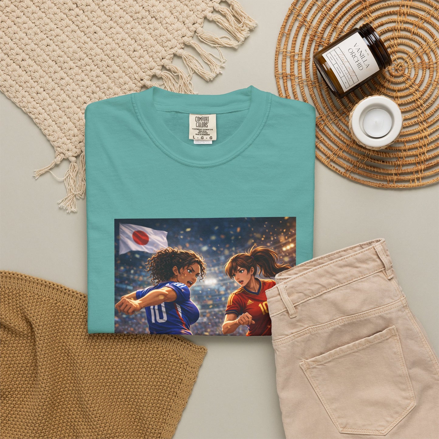 JAPAN Soccer Duel Graphic T-Shirt — Intense Japan vs Spain Football Art