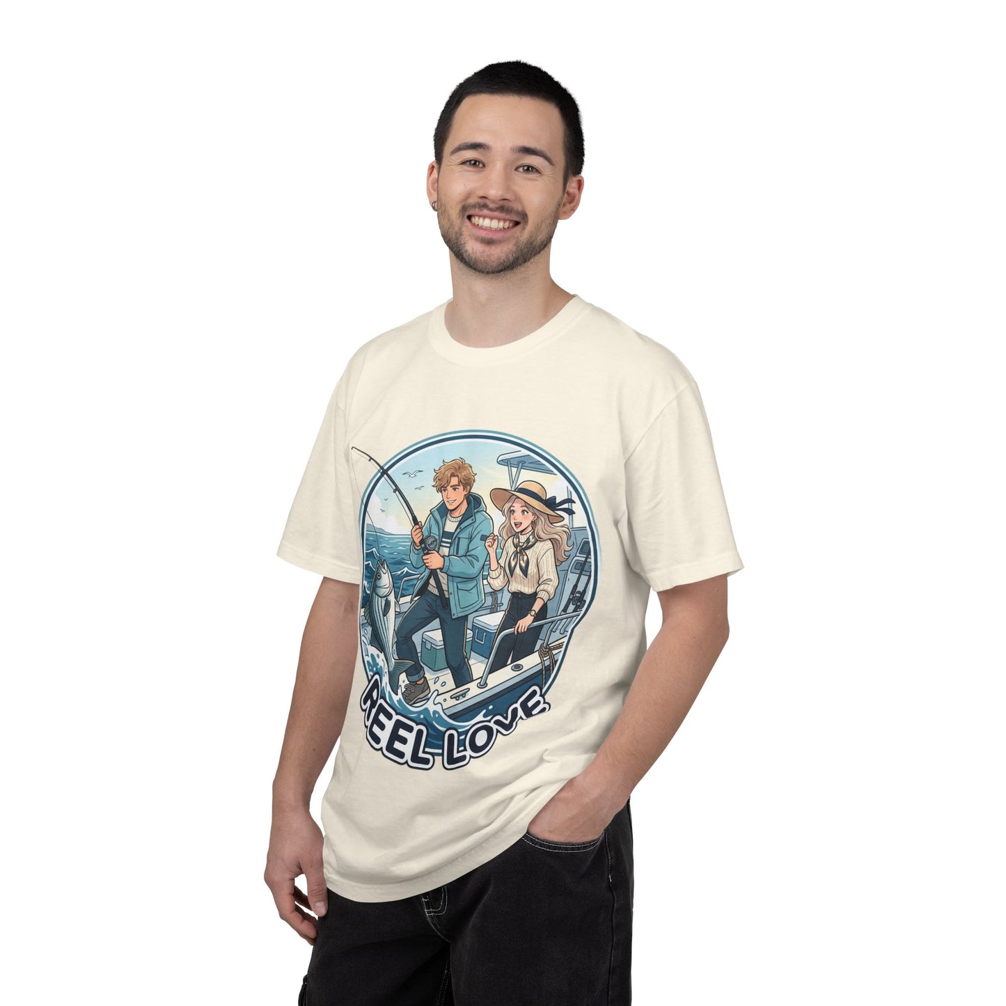 Reel Love Fishing T-Shirt — Cute Couple Anglers Graphic Tee
