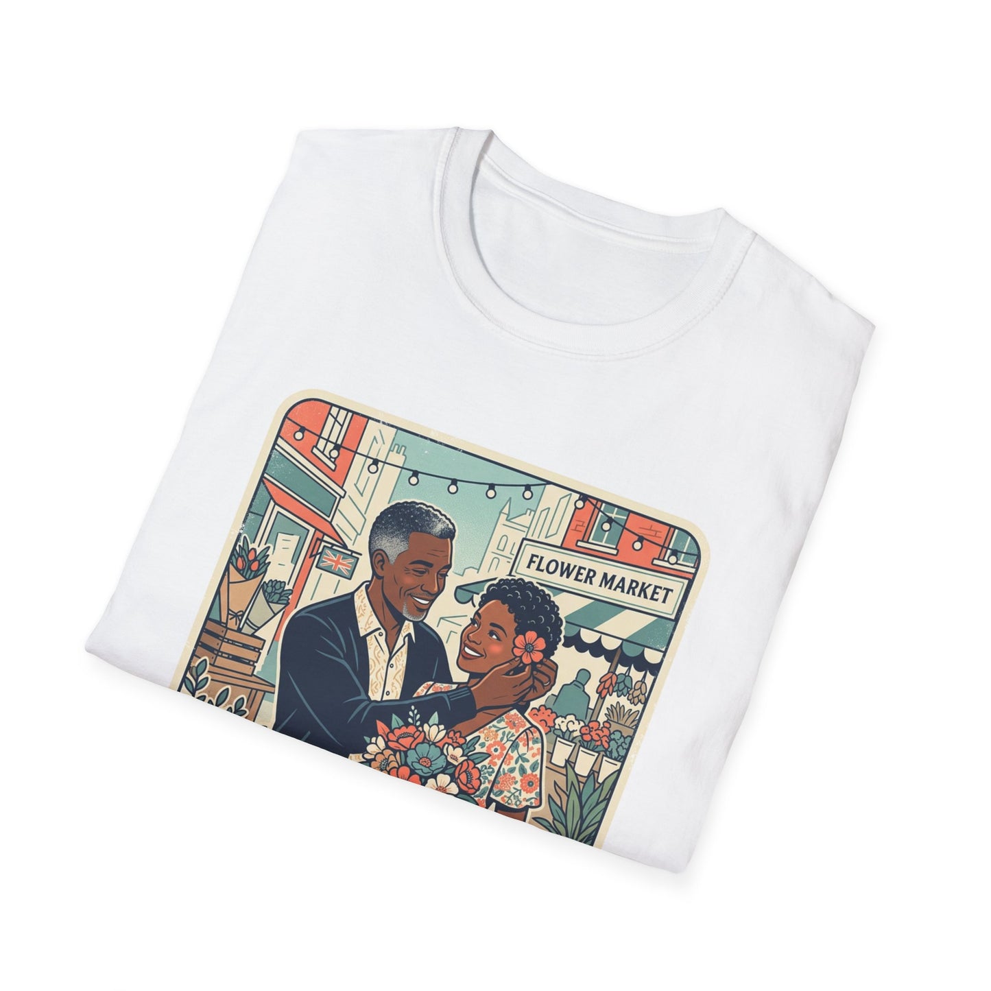 Flower Market Date — London T-Shirt — Retro Couple Floral Market Graphic Tee