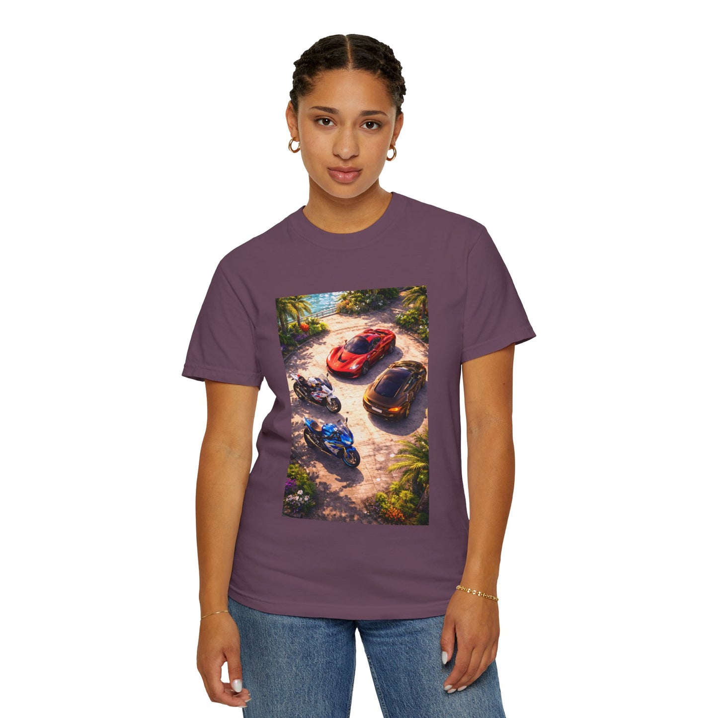 MULTI-VEHICLE - T-Shirt — Tropical Sports Cars & Motorbikes Print