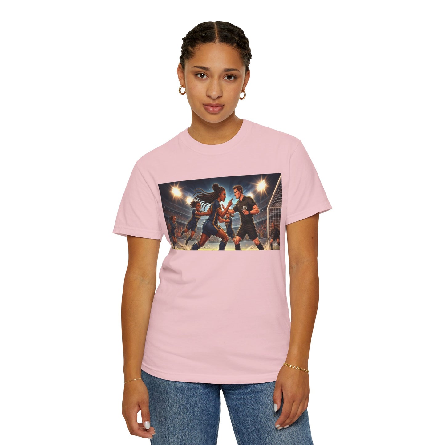 Soccer Night Match T-Shirt — Dynamic Players Under Stadium Lights