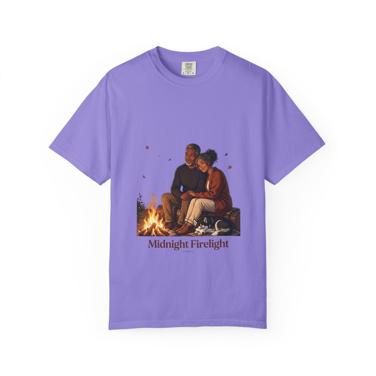 Midnight Firelight T-Shirt — Cozy Couple Campfire Graphic Tee