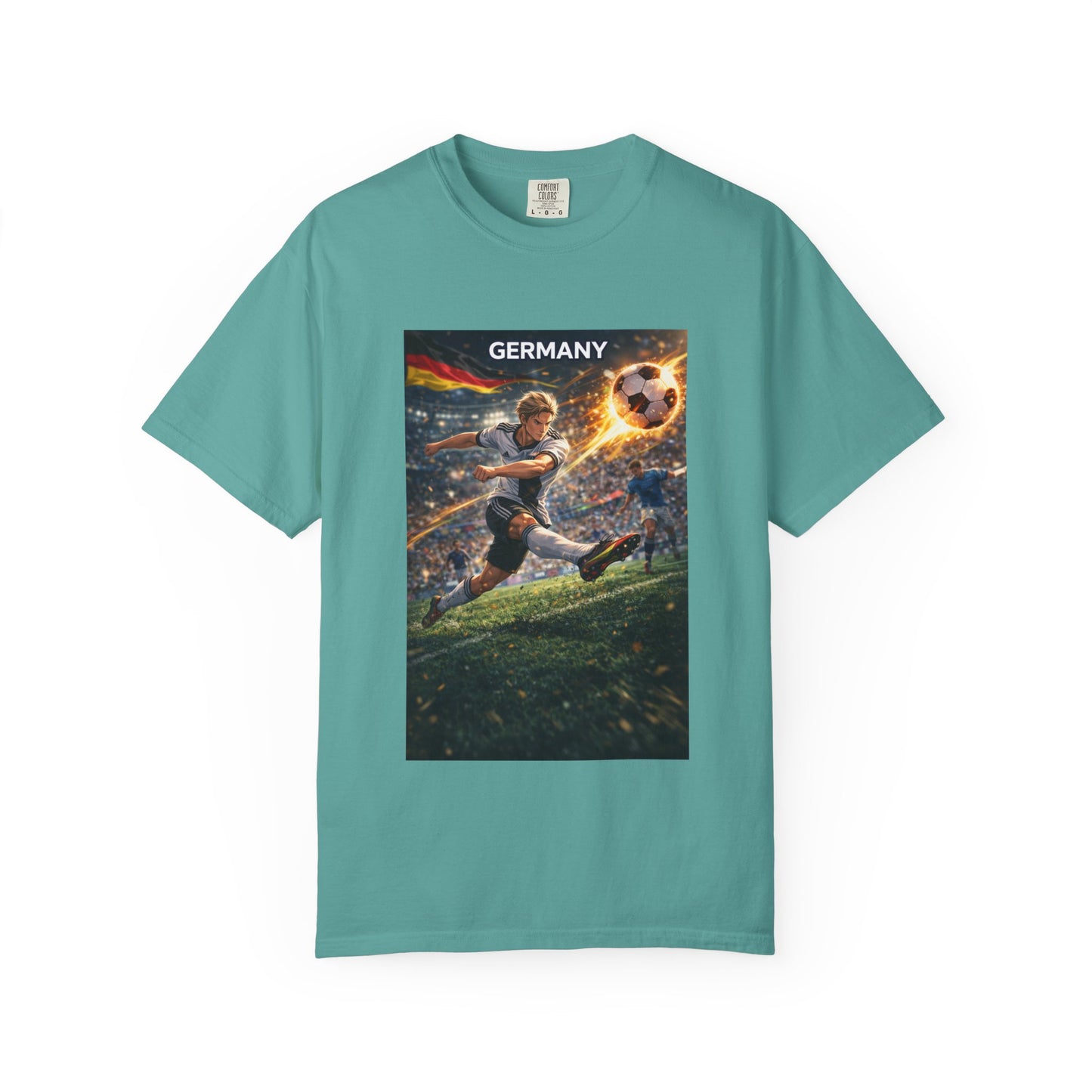 Germany Soccer Player Graphic T-Shirt — Retro Football Stadium Print