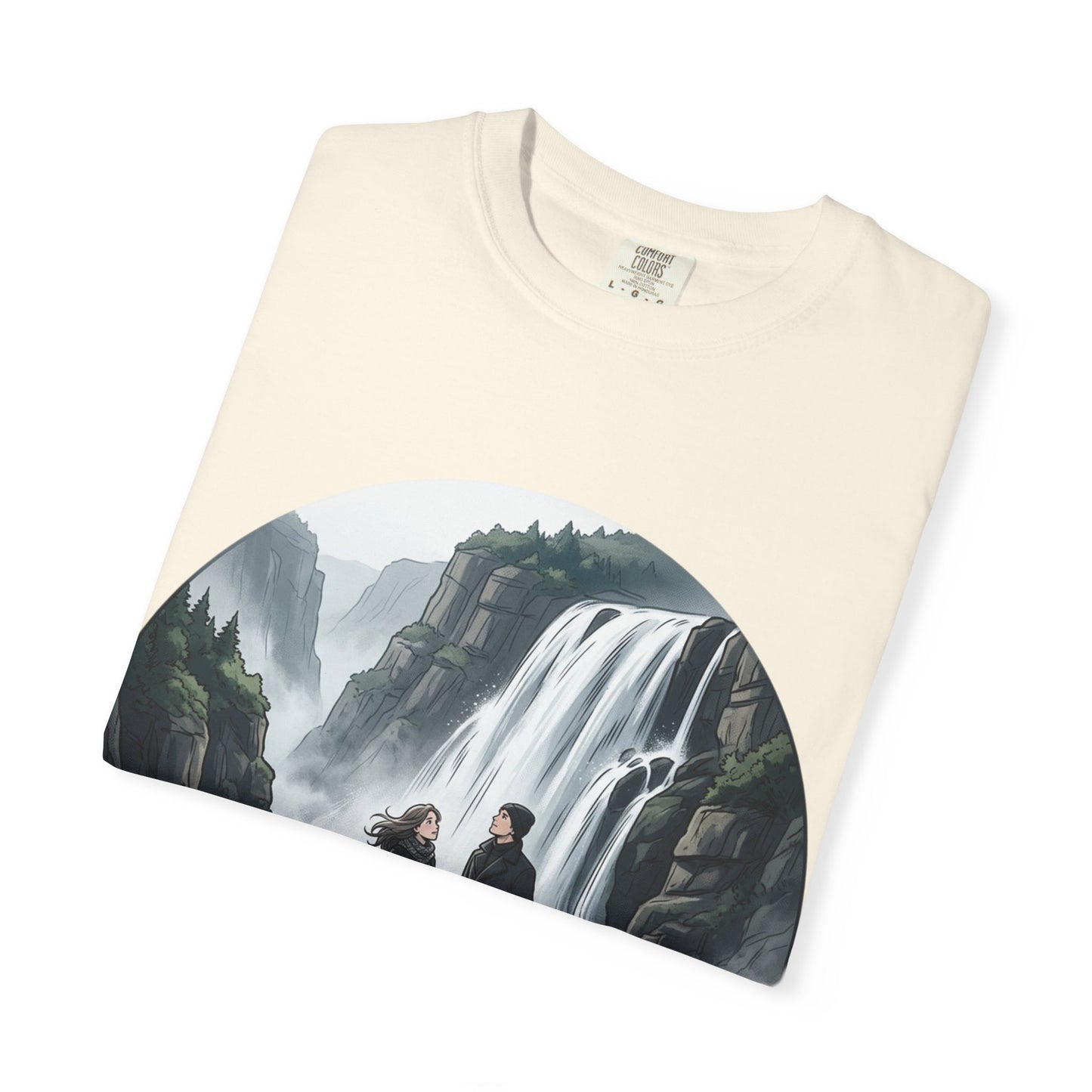 Explore More T-Shirt — Adventure Graphic Tee with Waterfall Scene