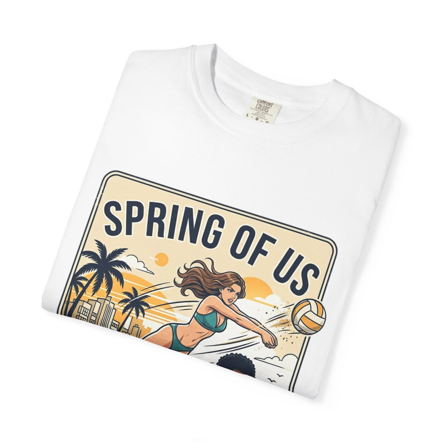 Spring of Us Beach Volleyball T-Shirt — Miami, Florida Retro Sun & Palm Tee