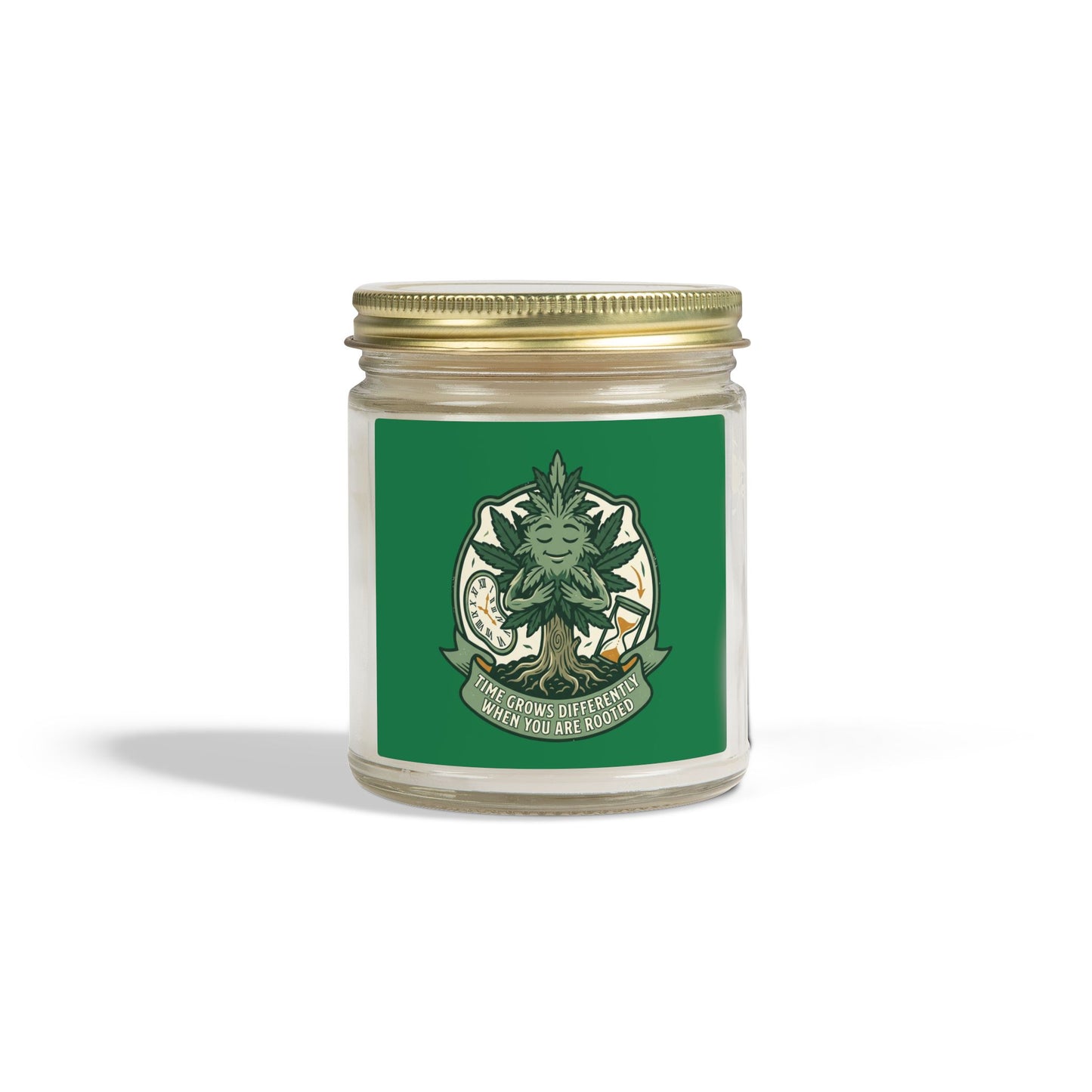 Coconut Apricot Scented Candle — Green Herbal Crest (4oz & 9oz)