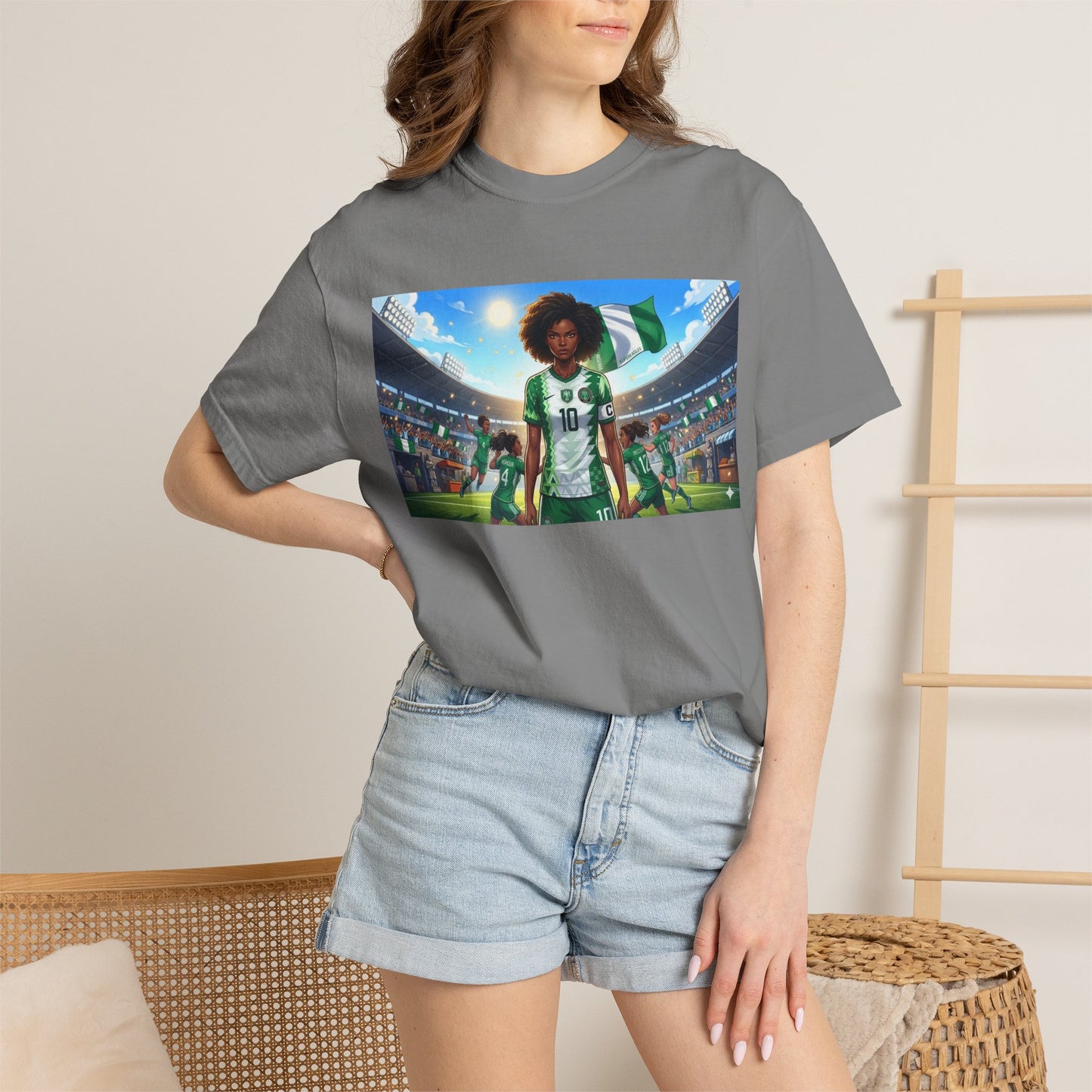 Commander- Female- Nigerian Soccer Player Stadium  - T-shirt - Graphic Tee