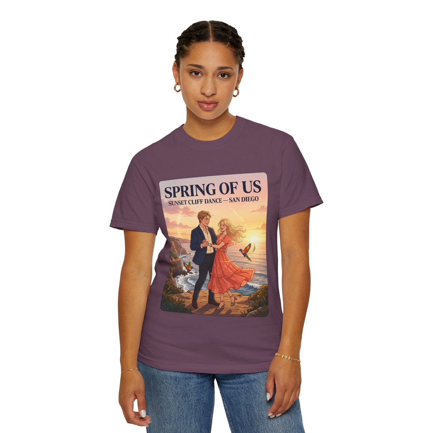 Spring of Us T‑Shirt — Sunset Cliff Dance San Diego Vintage Romance Tee