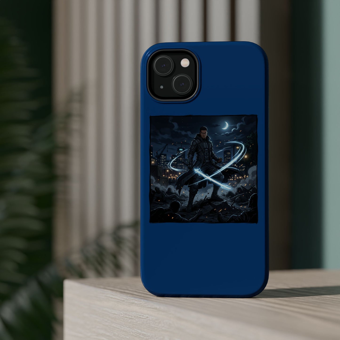 Magnetic Impact-Resistant Phone Case — Night Warrior Sci‑Fi Design
