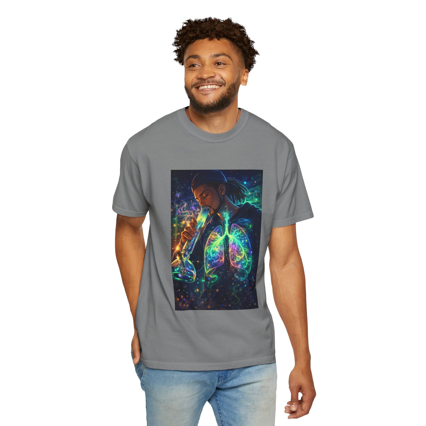 Cosmic Lungs T-Shirt — Neon Anatomical Art Tee