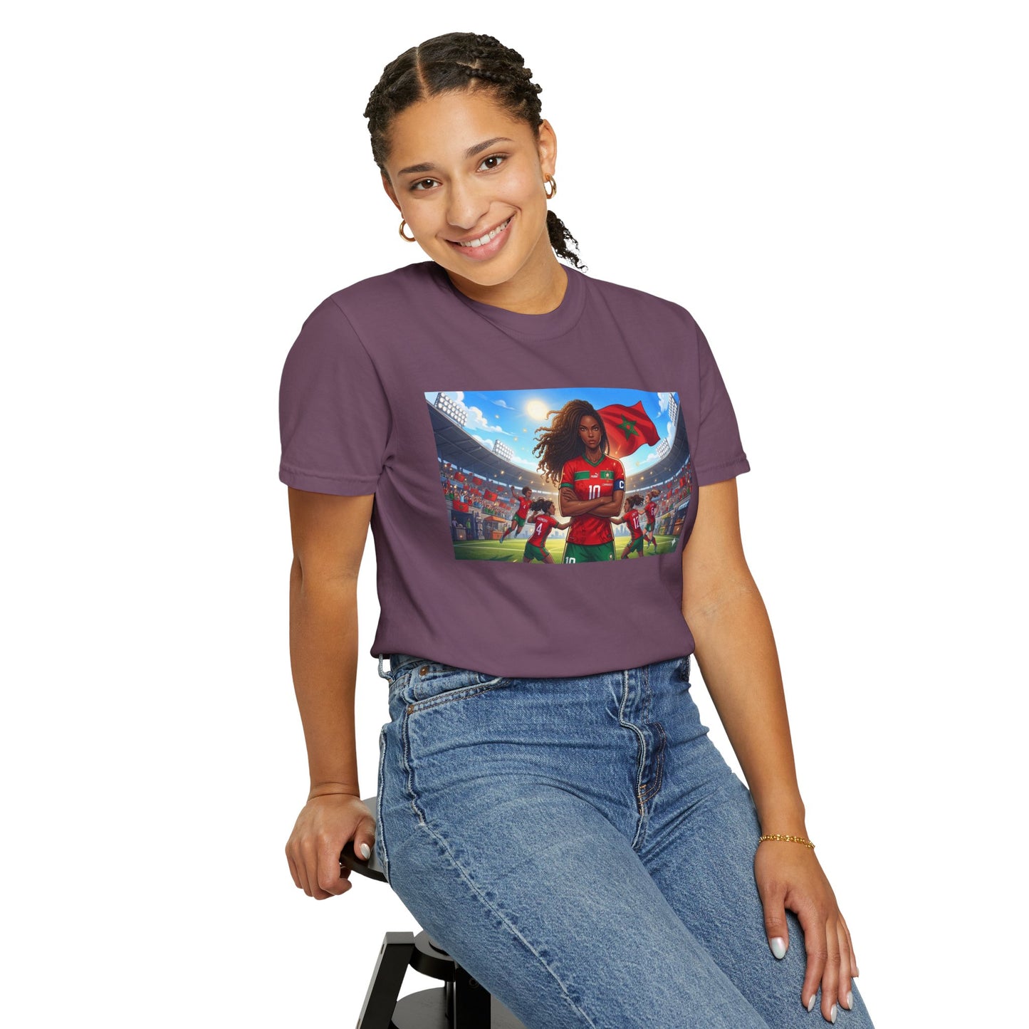 Morocco Soccer Champion Graphic T-Shirt — Inspiring Women’s Football Stadium Design