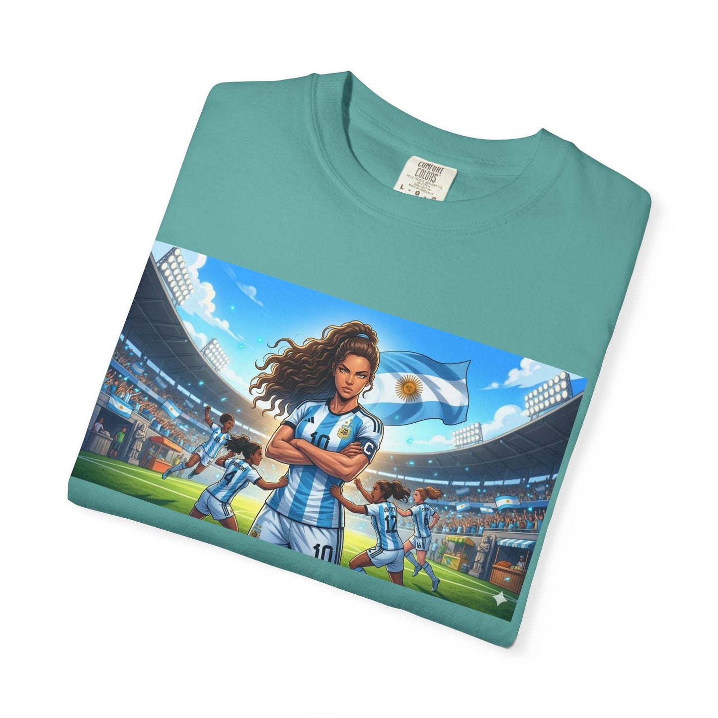 Argentina Soccer Heroine Stadium T-Shirt – Female Soccer Player Graphic Tee
