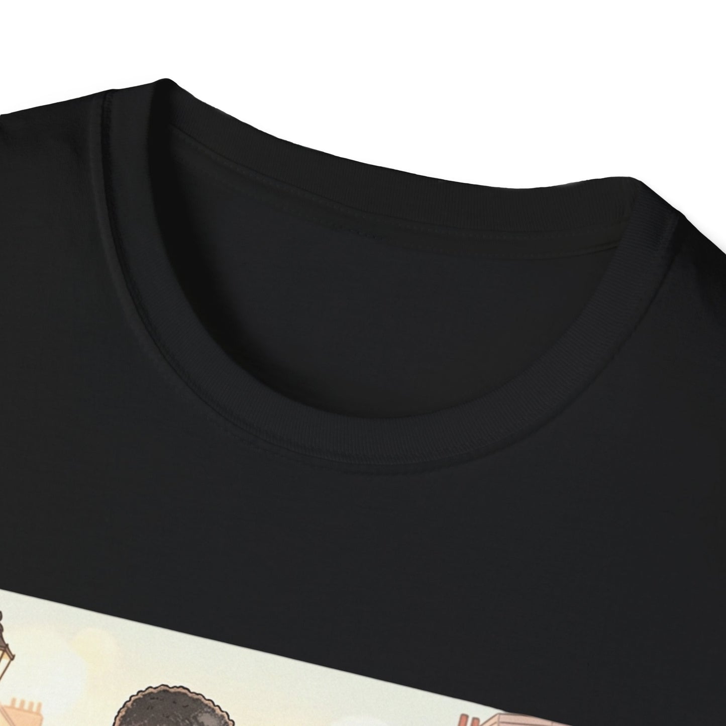 Romantic City Stroll T-Shirt — Couple Bouquet Illustration