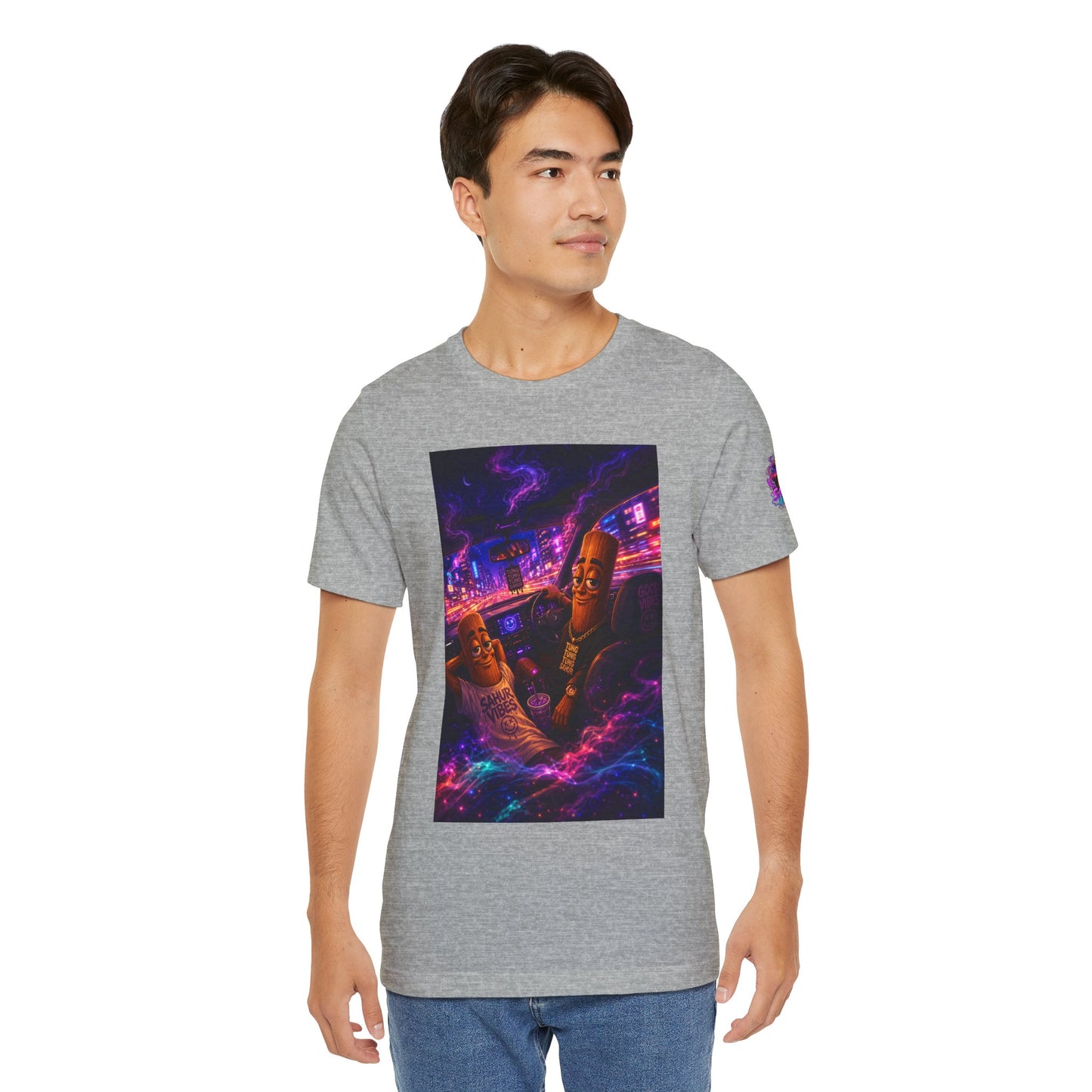 Tung Tung Tung Sahur Who Ride Like Us T-Shirt — Night Cruise Vaporwave Graphic Tee