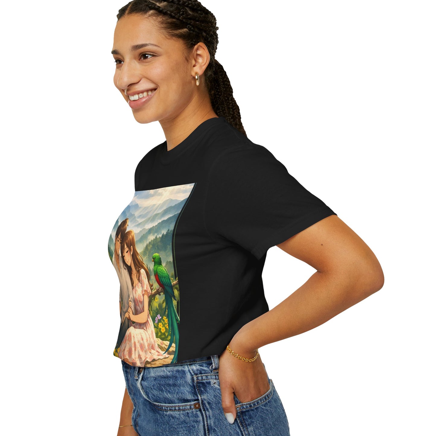 Romantic Anime Couple T-Shirt — Sunset Meadow Illustration