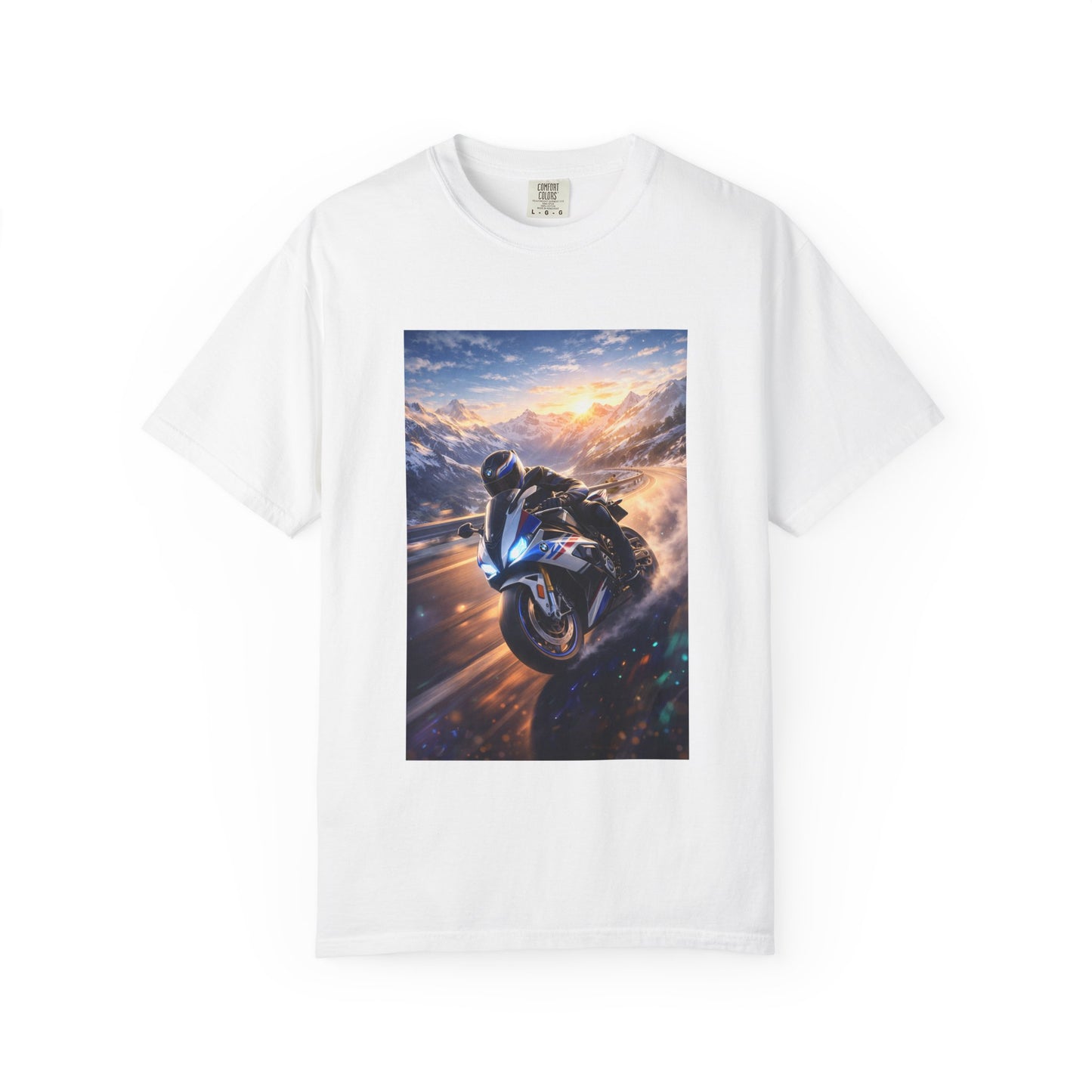 BMW S1000RR ALPINE GHOST RIDE - T‑Shirt — Sportbike Skyline Graphic Tee