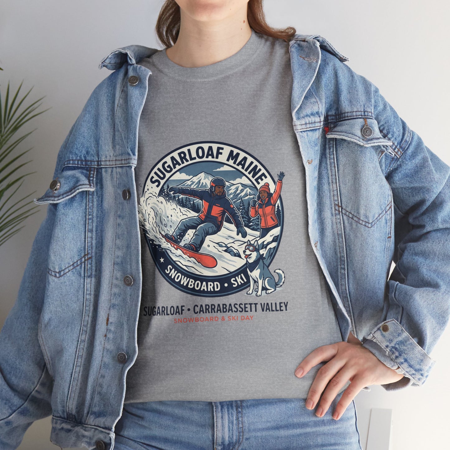 Sugarloaf Maine Snowboard & Ski T‑Shirt — Sugarloaf‑Carrabassett Valley Retro Graphic Tee
