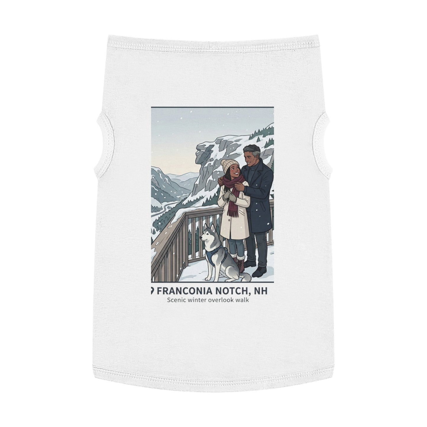 Dog Winter Walk Tank — Cozy Couple & Husky Scenic Pet Tank Top
