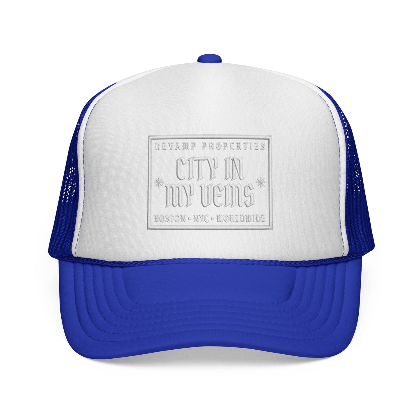 City In My Veins Trucker Cap - Vintage Neon Style Mesh Hat
