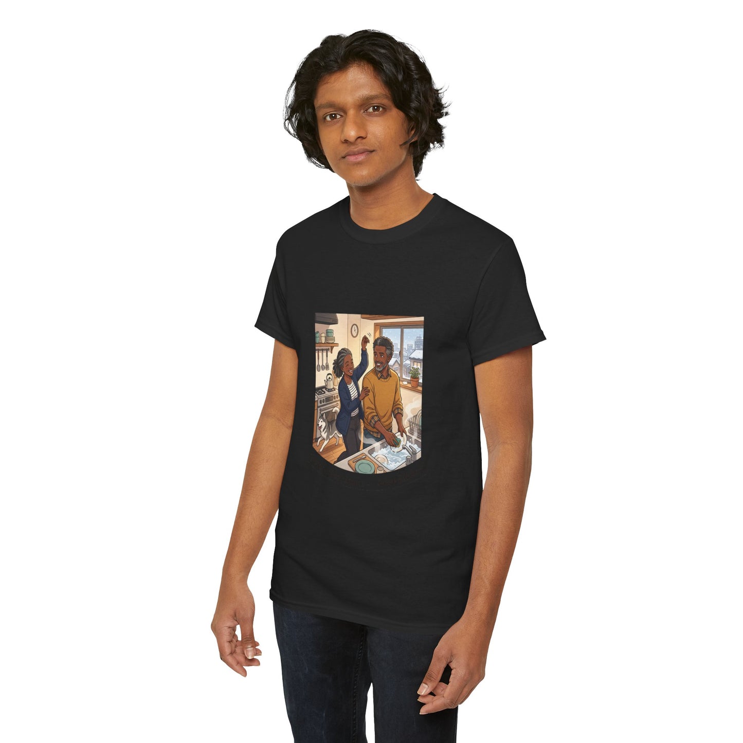 Dishwashing Dance Tee — Couple Kitchen Graphic T-Shirt