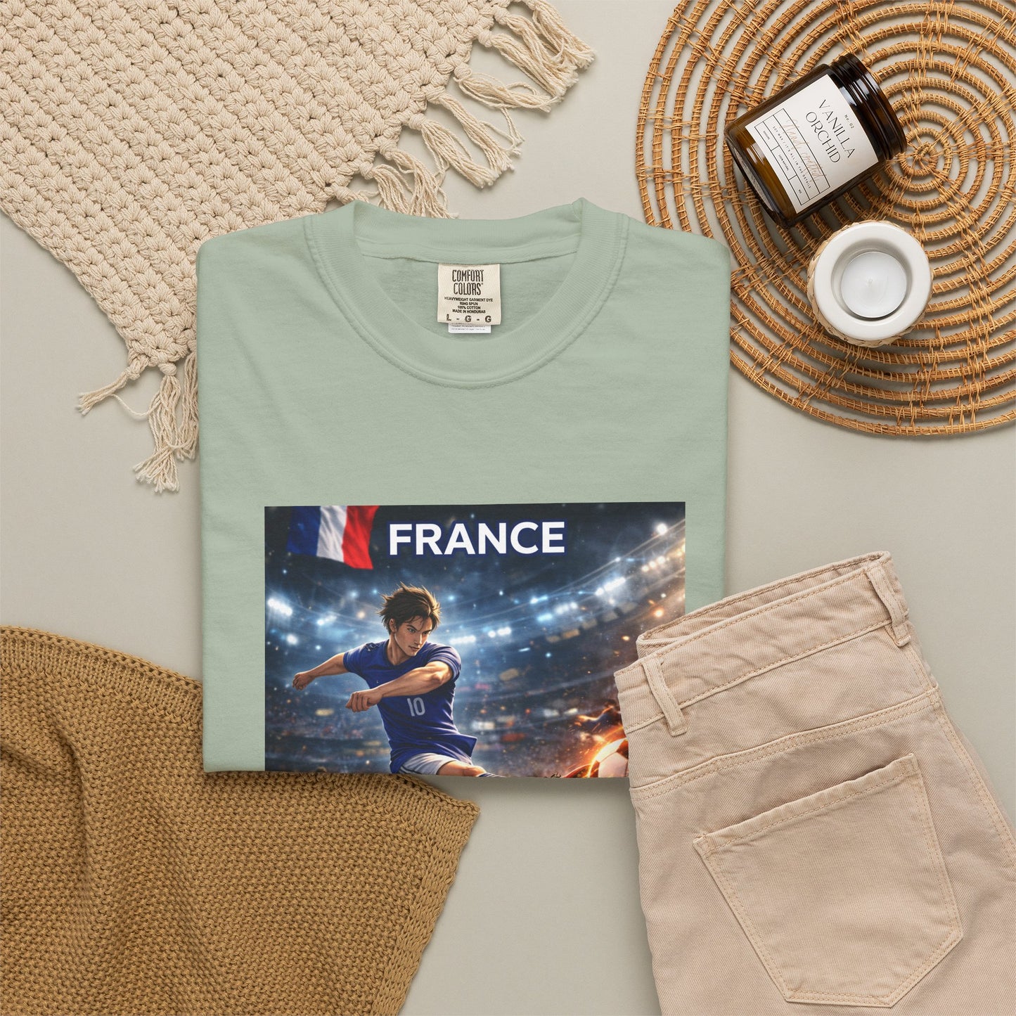 France Soccer Player Graphic T-Shirt — Football Kick Stadium Design