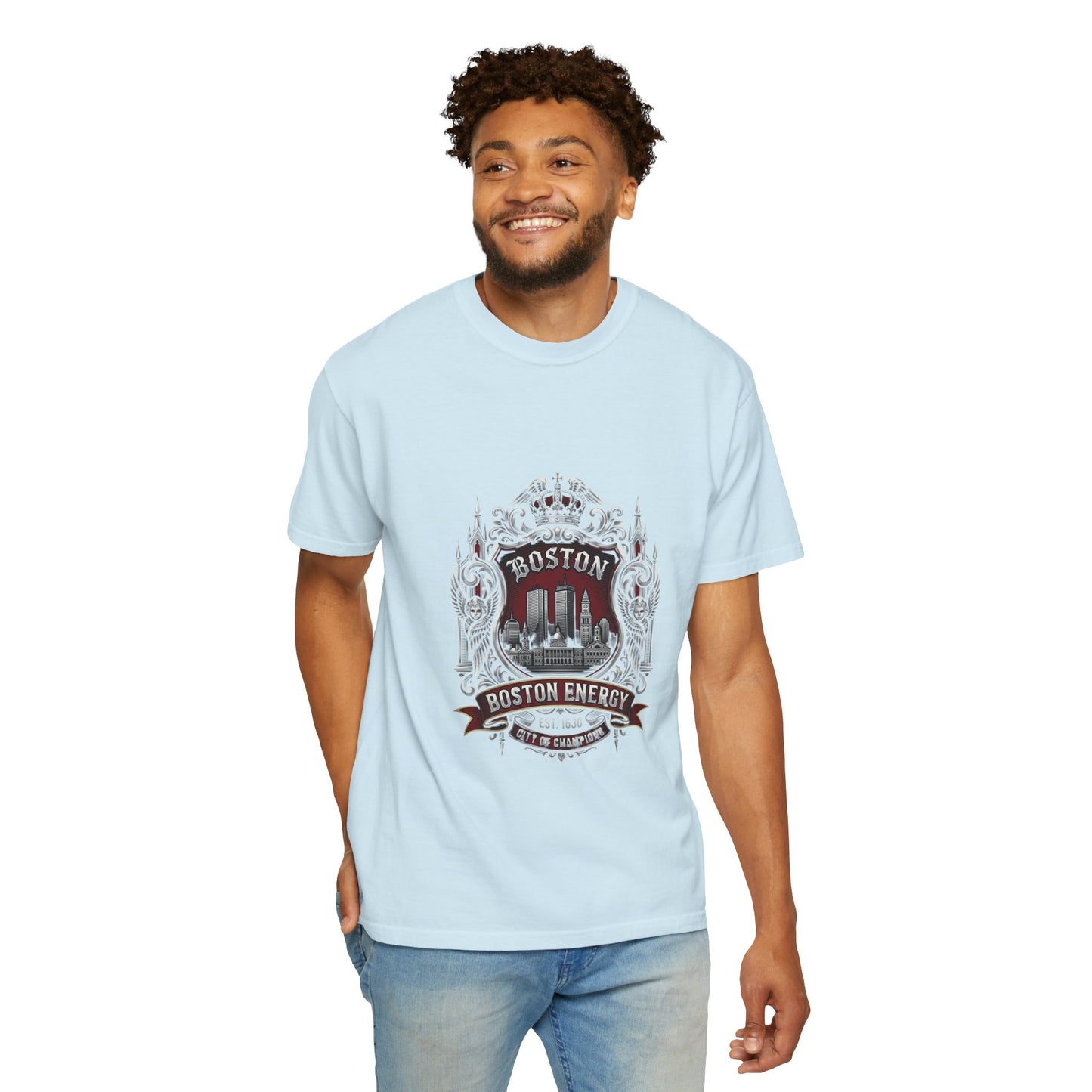 Boston Energy Vintage Crest T-Shirt — Retro City Skyline Tee