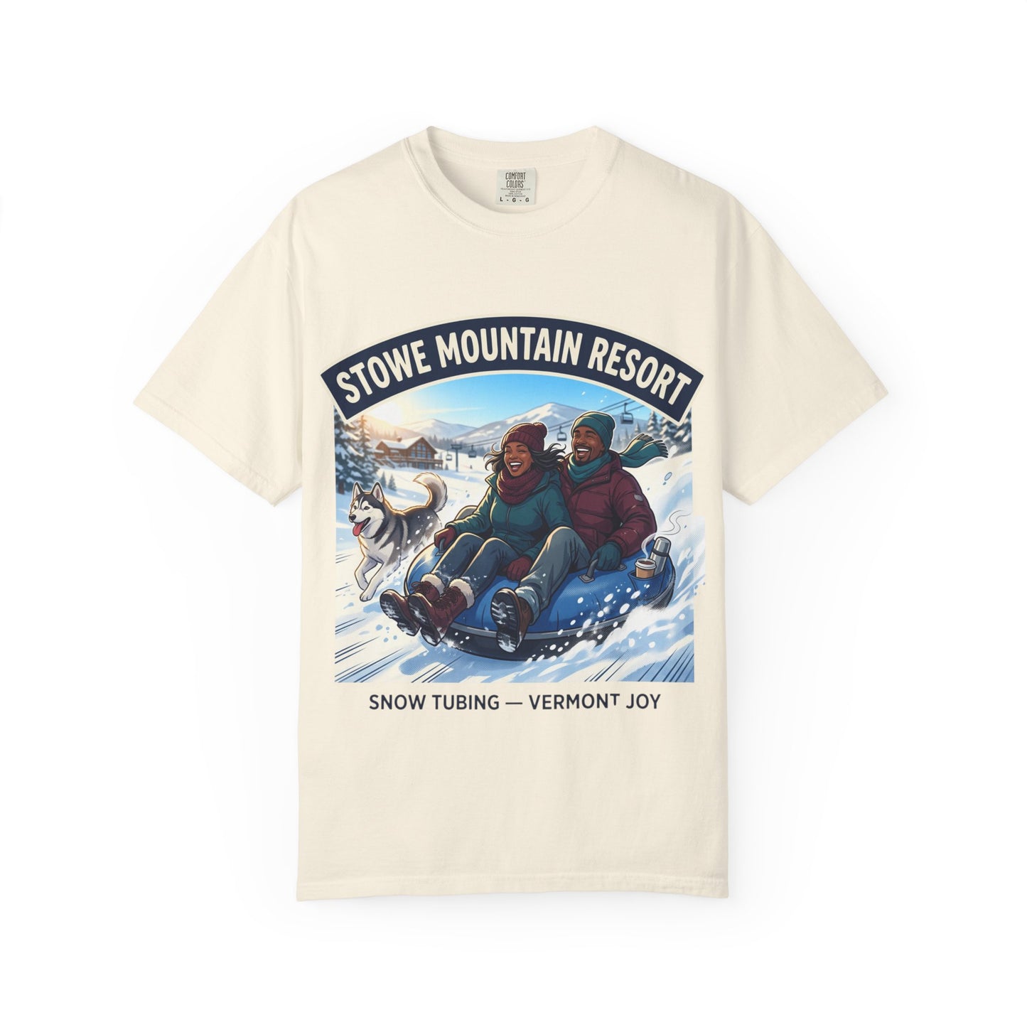 Stowe Mountain Resort Snow Tubing T-Shirt — "Vermont Joy" Winter Apparel