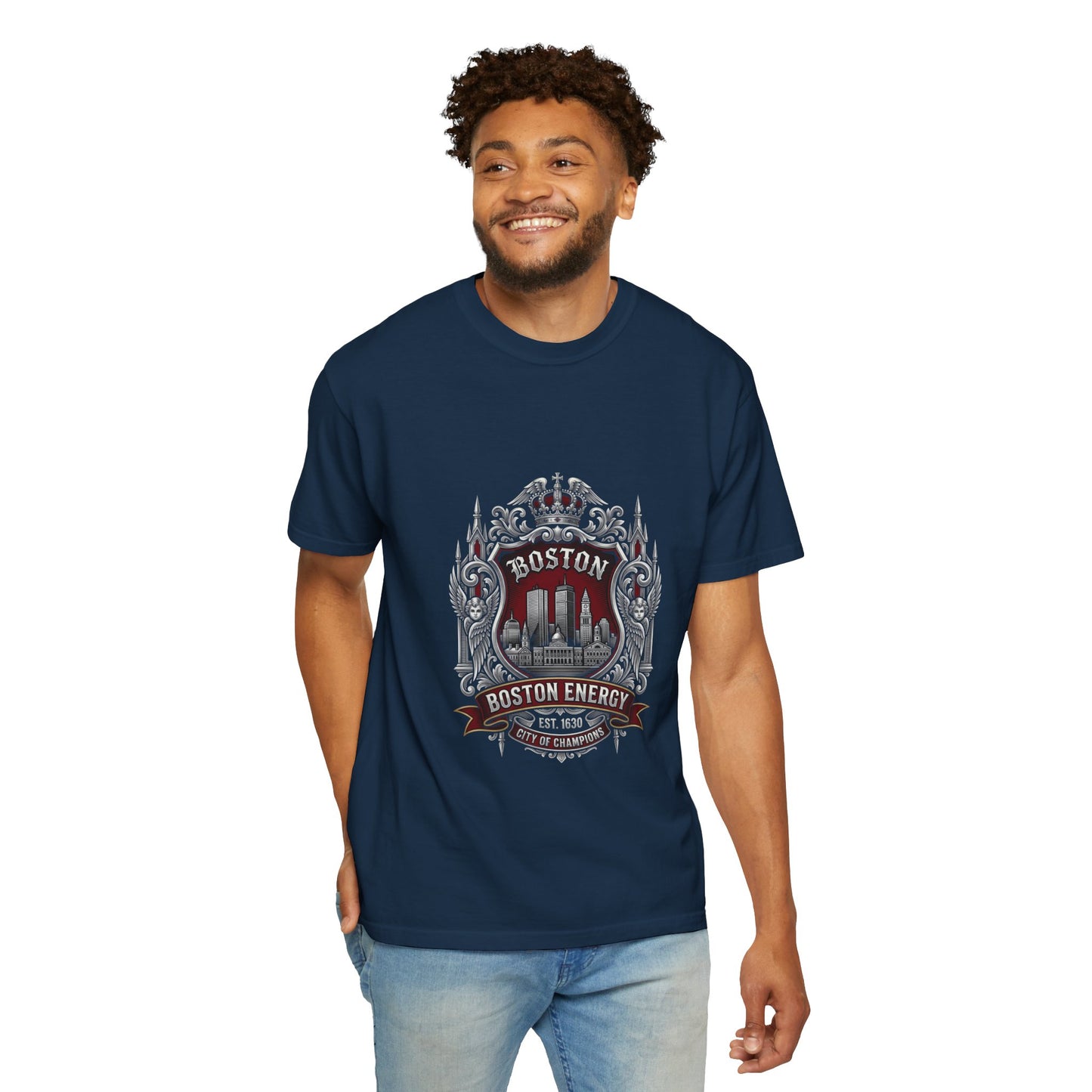 Boston Energy Vintage Crest T-Shirt — Retro City Skyline Tee