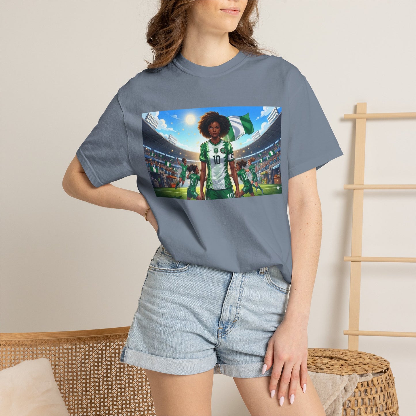 Commander- Female- Nigerian Soccer Player Stadium  - T-shirt - Graphic Tee