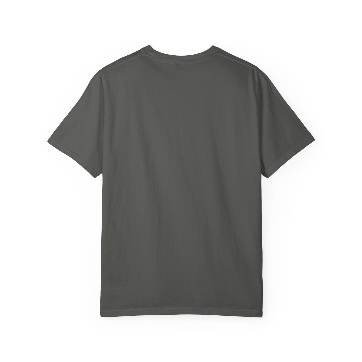 Cyberpunk Cityscape T-Shirt — Silhouette Hero at Sunset