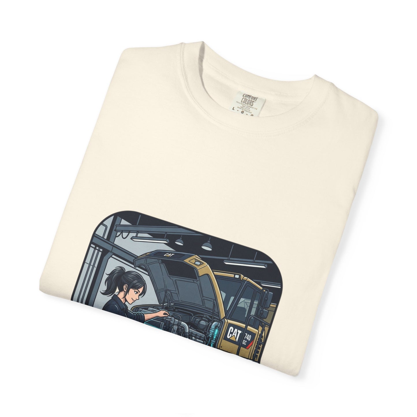 Mechanic Garage Scene T-Shirt — Vintage Truck Repair Illustration