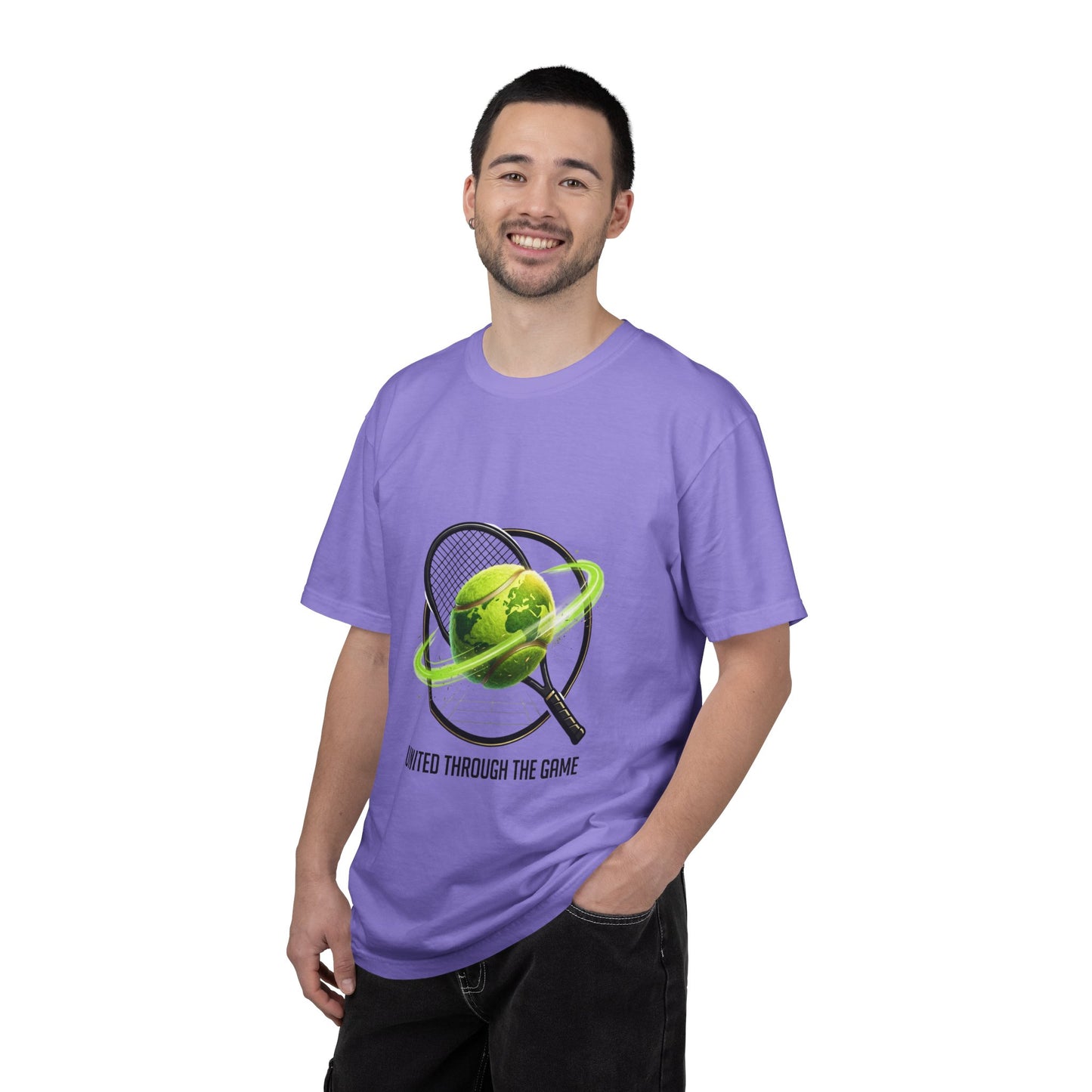 Tennis Globe T‑Shirt — "United Through the Game" Sports Tee